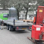 bronzen klok klaar voor vervoer